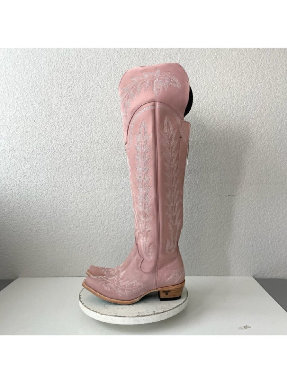 Lane LEXINGTON Over the Knee Womens Cowboy Boots 9 Blush Pink Western Cowgirl - Picture 4 of 12
